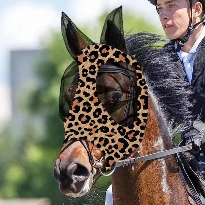 Horse Fly Face Cover Leopard Pattern Equestrian Supplies Comfortable Breathable Anti-Mosquitoes Cover Horse Care Product