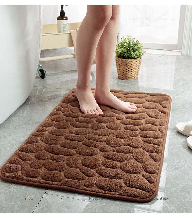 NEW Arrivals 4PCS Set Mat Non-Slip Carpets Cobblestone Embossed Bathroom Bath In Wash Basin Bathtub Side Floor Rug Shower Room Doormat Memory Foam Carpets Bathroom Accessories