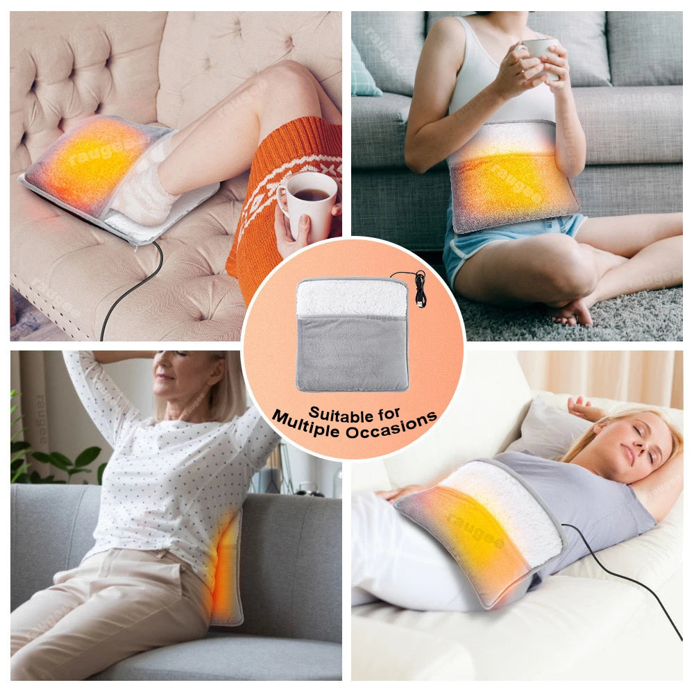 Foot Warmer USB Foot Heater Thermal Foot Pain Relief Blood Circulation Heating Pad Soft Plush Warm Foot Cover Electric Heating Feet Warmer for Home Bedroom Living Room Use Health Care Supplies