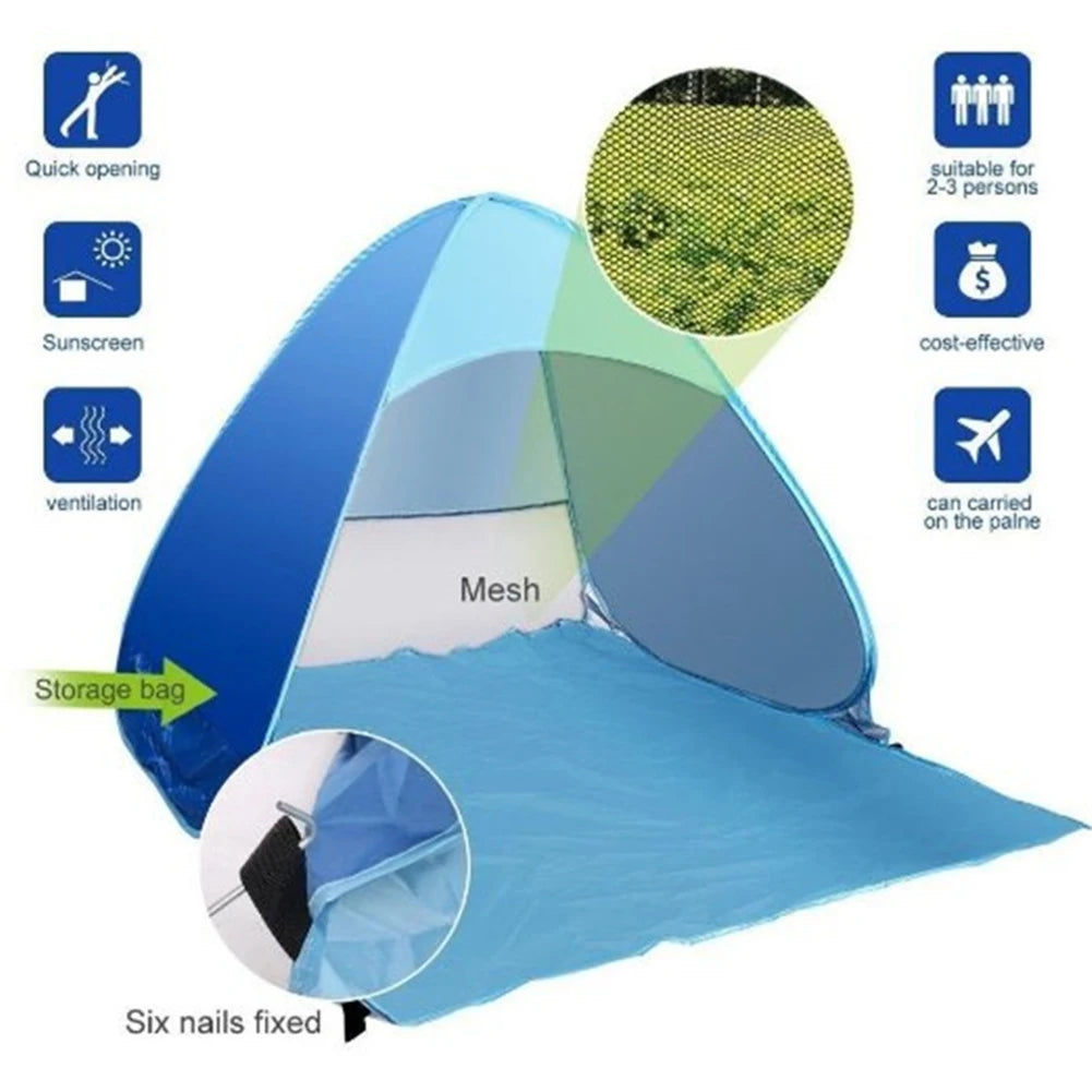 Quick Automatic Beach Tent Outdoor Beach Shade Sun Shelter Tent UPF50+ Portable Beach Canopy For Camping Fishing