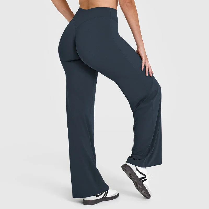Naked Feel Yoga Pilates Running Sport Flare Trousers 6 Colors  Straight-Leg Pants Ultra Soft Butter Fabric Women's Mid-Waist Yoga Gym Fitness Pants Female Sportswear