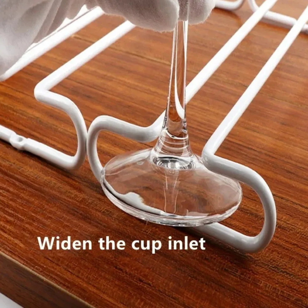 2 PCS Set Black/White Color Mug Holder Under Cabinet Wine Glass Holder Hanging Rack for Bartender Cup Dispenser Stemware Organizer Bar Tools Cup Holder Home Glassware Accessories