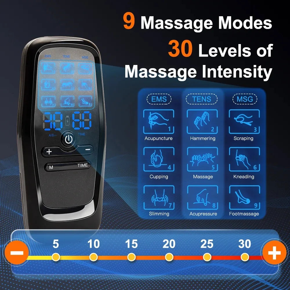 TENS EMS Electric Pulse Massager Physiotherapy Electrical Nerve Muscle Stimulator Electro Stimulator Low Frequency Body Massage Device Shaping Sports Fitness Sets Health Care Supplies