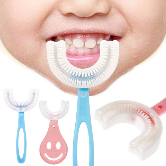 2 PCS Set Baby Toothbrush Children 360 Degree U-Shaped Child Toothbrush Teethers Baby Brush Silicone Kids Teeth Oral Care Cleaning Tools