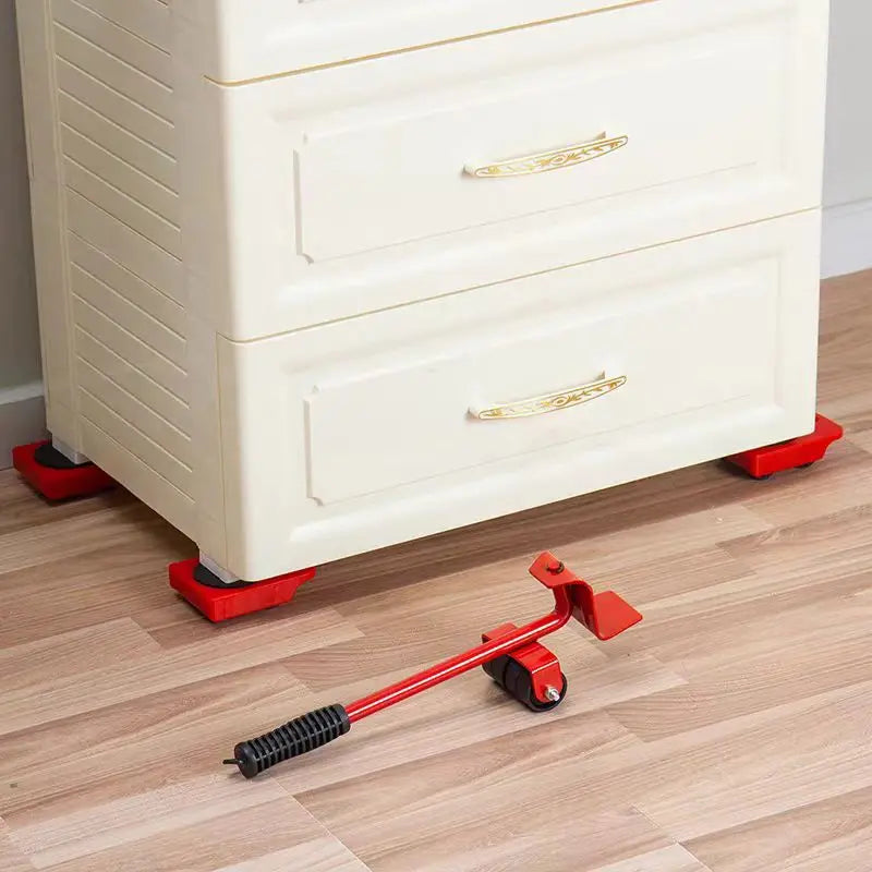5Pcs/set Furniture Mover Tool Set Heavy Stuffs Moving Roller with Bar Furniture Mover Lifter with Wheel Professional Moving Tool