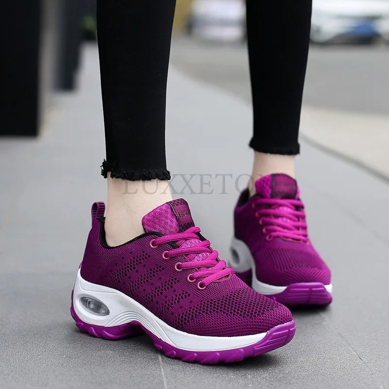 Woman Sneakers Fashion Casual Shoes Summer Air Cushion Mesh Female Shoes Comfortable Breathable Heightening Sneakers for Women