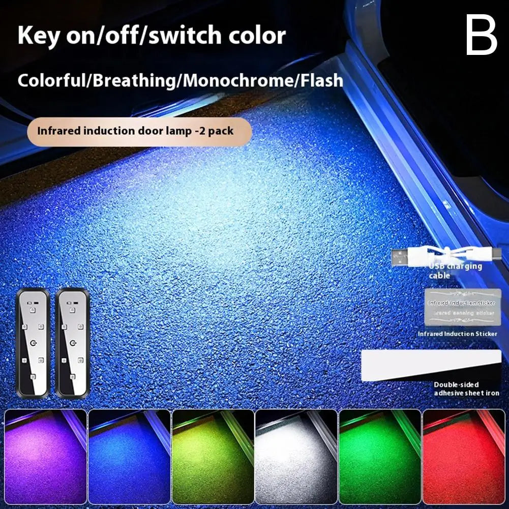 NEW Arrivals 4PCS Set  Magnetic Control Door Lighting Warning Anti-Collision LED Ambient Welcome Emergency Alarm Strobe Light Automotive Accessories Car Tools Set Supplies