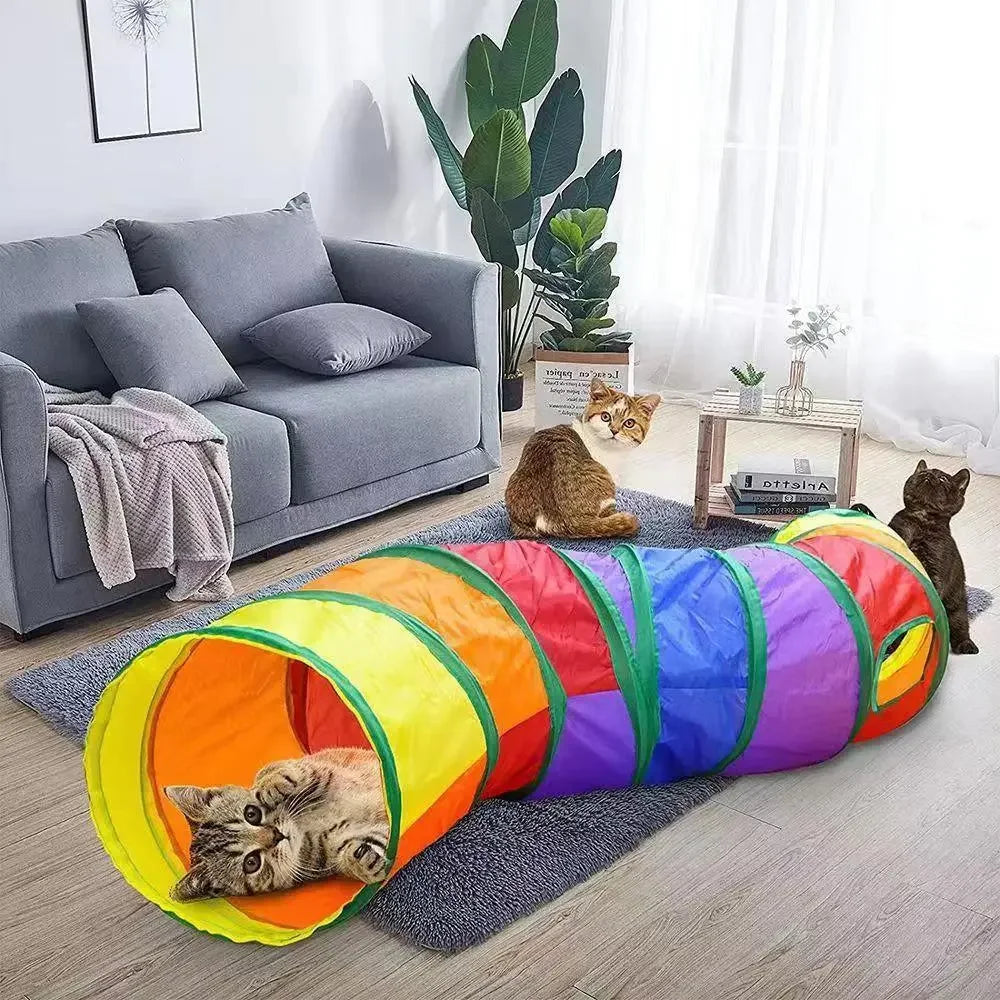 Collapsible Cat Playing Tunnel Pets Toys Connectable Cat Tunnel Cat Tube Toys Foldable Drill Hole Kitten Colorful Pet Toys