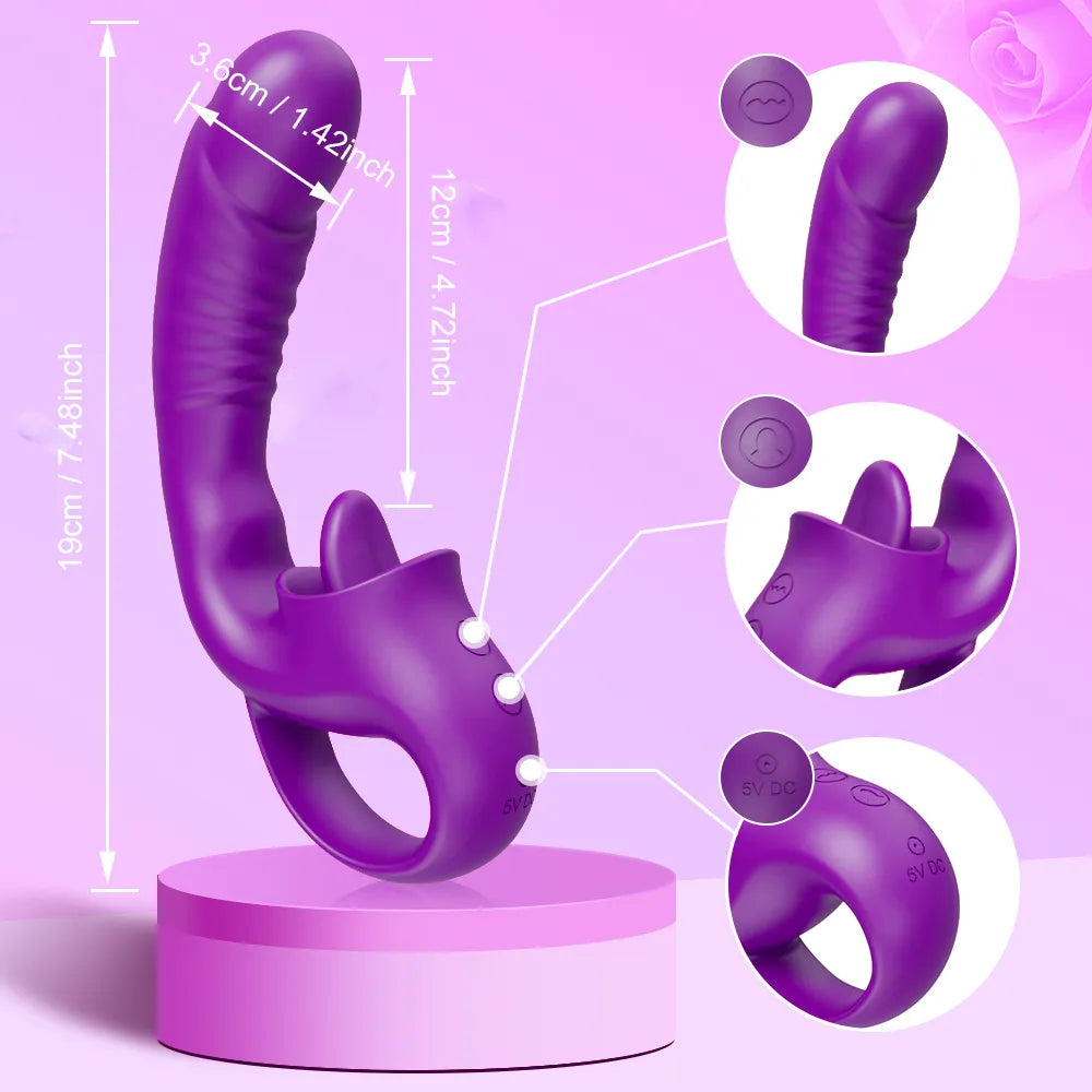 Tongue Licking G Spot Vibrator Female 20 Modes Swing Nipple Clitoris Dildo Multiple Stimulation Adult Goods Sex Toys for Women