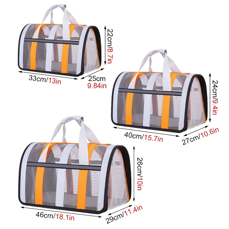 Pet Carrying Bag Outgoing Portable Cat Dogs Handbag Foldable Small to Medium Dog Cage Mesh Handbag