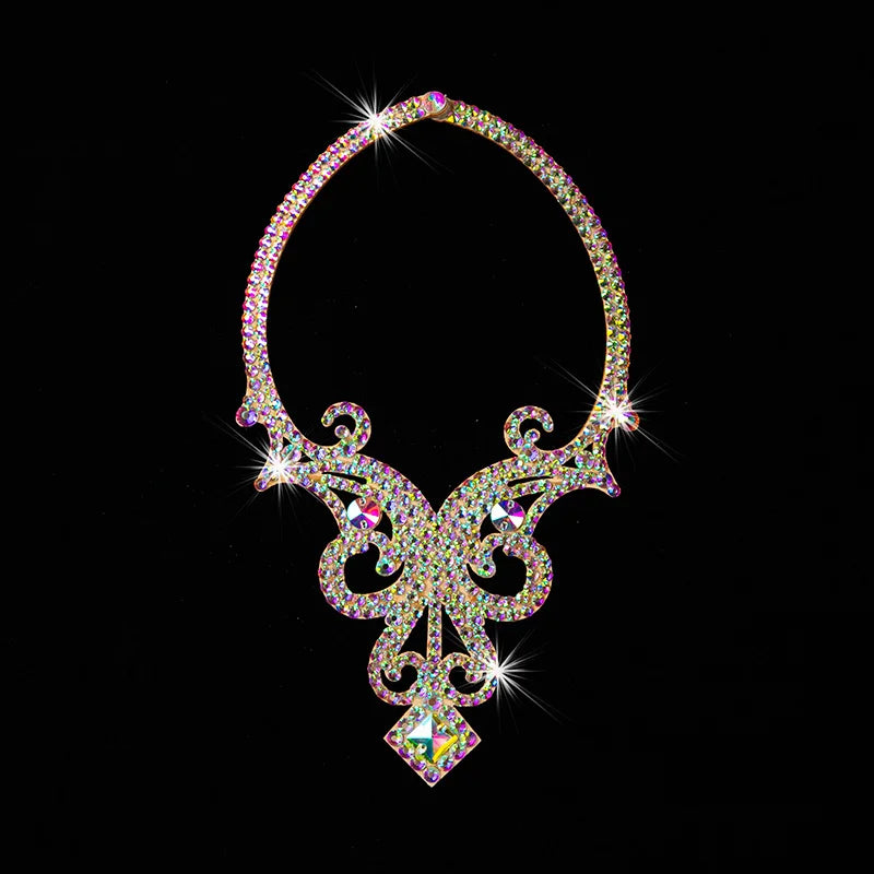 NEW Arrivals 18 Patterns Luxury Belly Dance Sparkle Necklace Jewelry Competition Dancer Accessory Shine Dancing Necklace Stage Performance Costume Egypt Show