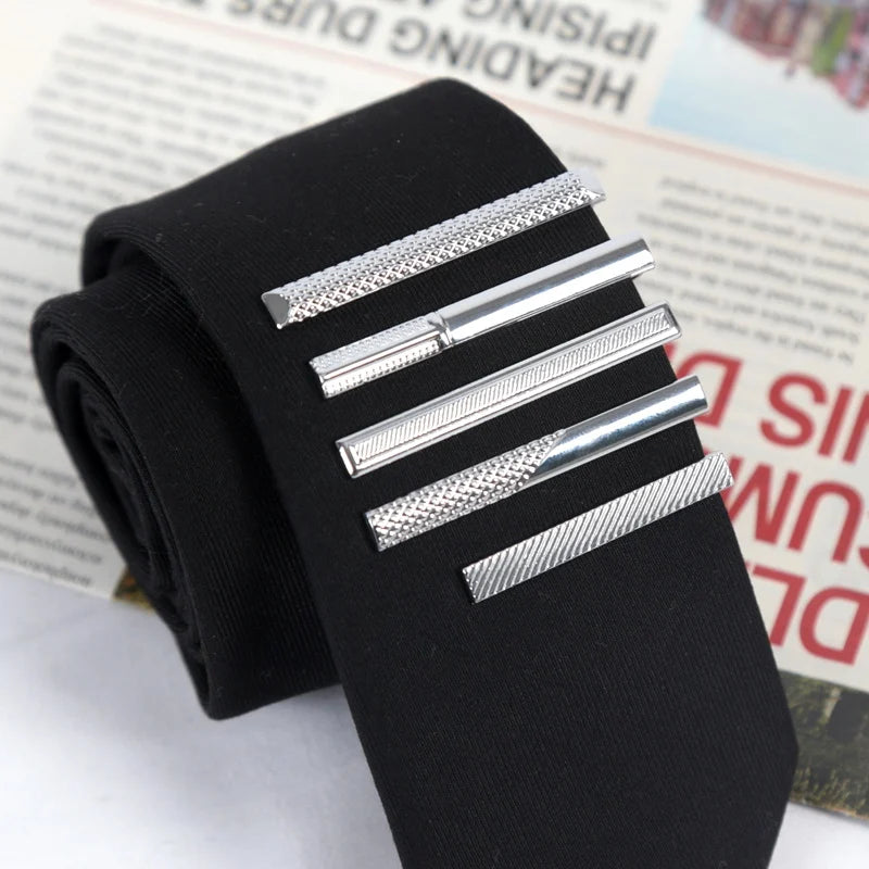 Classics Metal Silver Color Tie Clip for Men Simple Bar Clasp Practical Necktie Clasp Clip Gentleman Tie Pin Male Apparel  Accessories