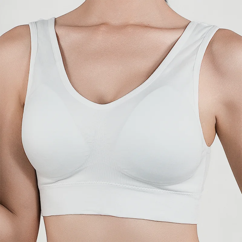 S (45-55kg) - 5XL(115-123kg) UK Plus Size Women's Push Up Yoga Pilates Bras Running Gym Seamless Breathable Vest Top Removable Padded  Anti-Sagging Upper High Elasticity Sport Brassiere