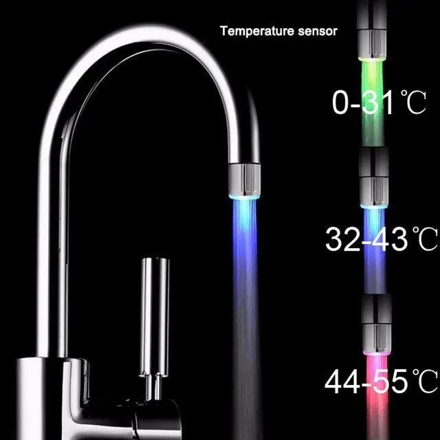 LED Kitchen Faucet Aerators 3-color Sink Faucet Power Shower Light Temperature control Kitchen Tap RGB faucet Shower Head