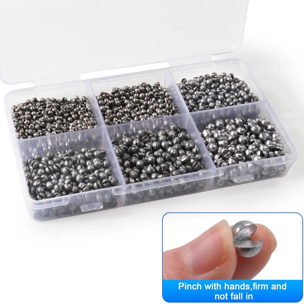 100-500 PCS Set Split Shot Alloy Fishing Weights 0.06g-5g Removable Clip On Sinkers Portable Box Freshwater Saltwater Fishing Tackle Sea River Lake Fishing Tool Sets