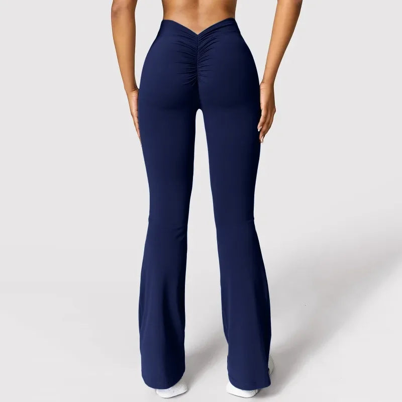 NEW S-2XL 5 Colors Fashion Micro Horn Leggings Women V-Back Waist Sports Pants High Waist Push Up Butt Gym Pants Solid Slim Casual Leggings Women Sexy Sports Fashion Clothing Supplies