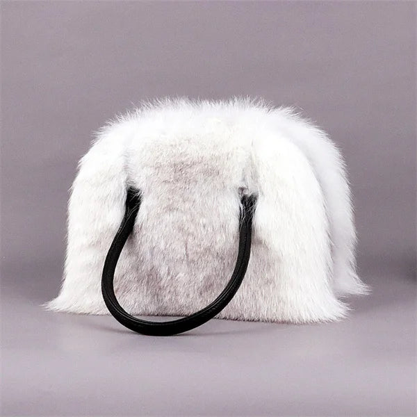 New Women's Clothing Designer Brand Luxury Real Fox Hair Large Capacity High-End Evening Party Business Dinner Handbag Charm Women's Fur Bag Purse Girls Ladies Luxury Fashion Apparel Accessories Clothing Supplies