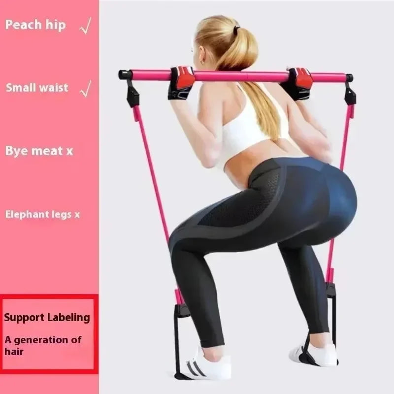 New Fitness Yoga Pilates Bar Stick Crossfit Resistance Bands Trainer Yoga Pull Rods Pull Rope Portable Home Gym Body Work Out Set