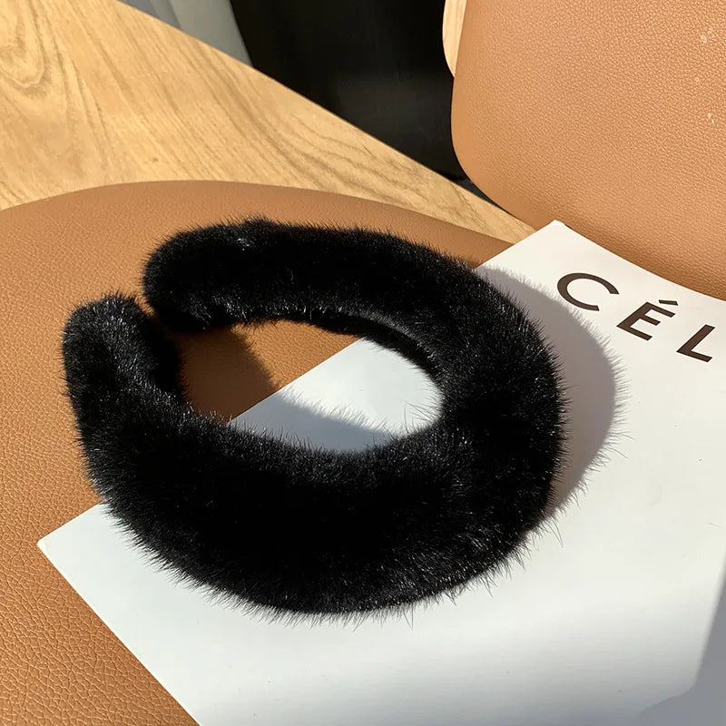 10 Colors Hot Sale Women Luxury winter 100% Real Mink Fur Headbands High Quality Real Fur Hair Band Lady Fashion Hair Hoop Furry Gift