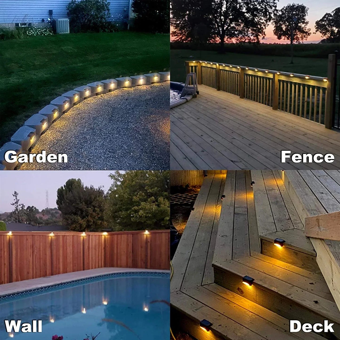 4~20PCS Solar Deck Light Outdoor IP65 Waterproof Solar Power Garden Lamps for Railing Stairs Step Fence Yard Patio Pathway