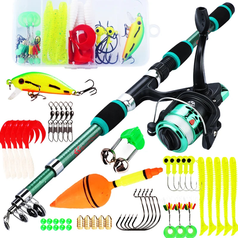 Full Set 1.8M Spinning Fishing High Speed Rod and Reel Combo 5.2:1 Telescopic Rod with 3BB Fishing Reel Max Drag 5kg Full Fishing Kit Outdoor River Lake Rock Fishing Sets