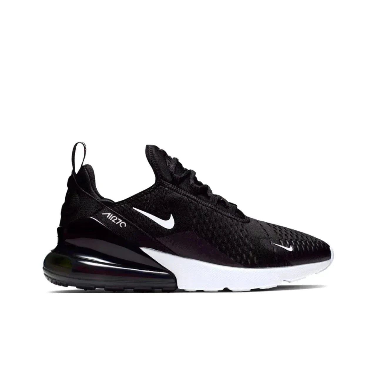 Original Nike Air Max 270 Mesh Shock Absorption Non-Slip Abrasion Resistant Low Top Air Cushion Running Shoes Unisex Black & White