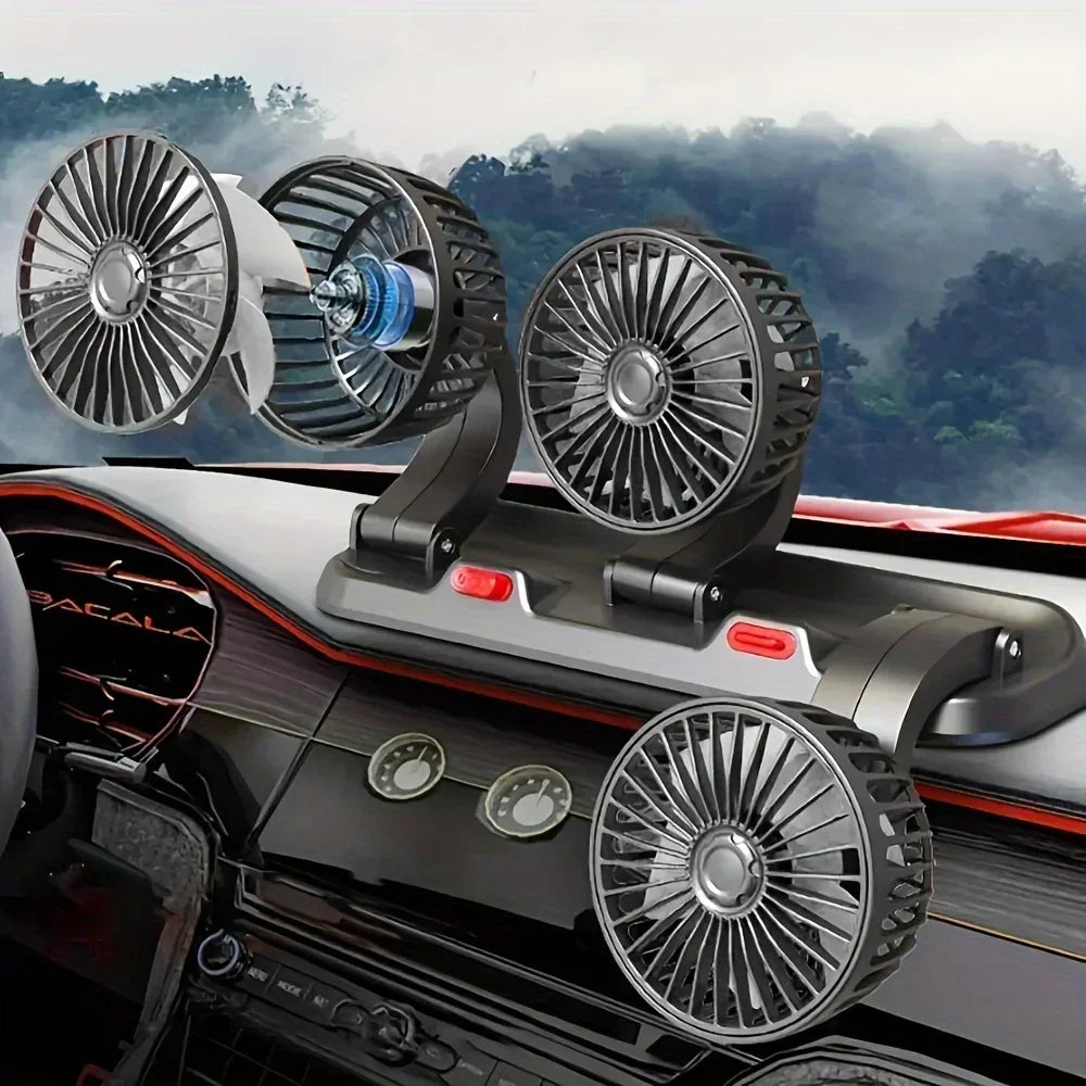 NEW Design 360° Rotating Three Heads Car Cooling Fans Portable Home Office Powerful Wind Speed Whirlwind All Vehicles USB Car Cigar Charging Perfect Summer Days Air Cooling Supplies