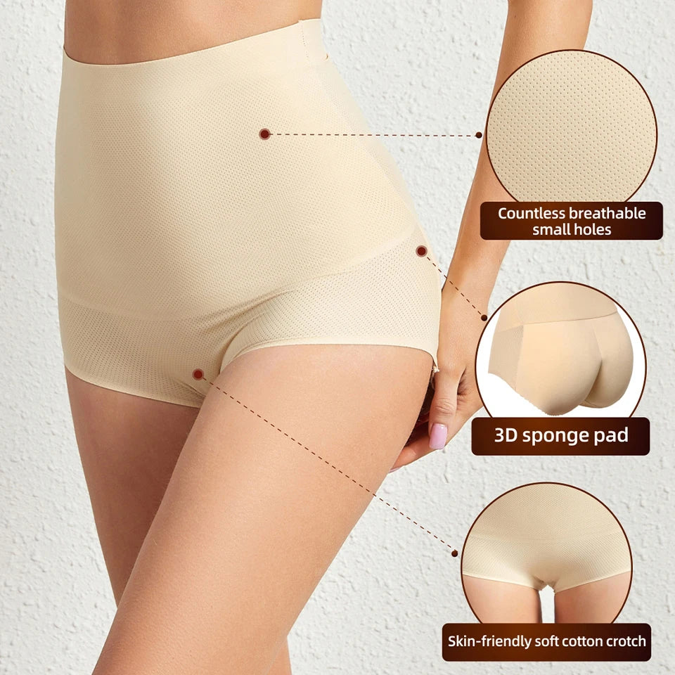 S-2XL High Waist Women Girls Underwear Slimming Tummy Control Body Shaper Fake Ass Butt Lifter Briefs Lady Sponge Padded Butt Push Up Panties Female Ladies High Quality Fashion Underwear Supplies