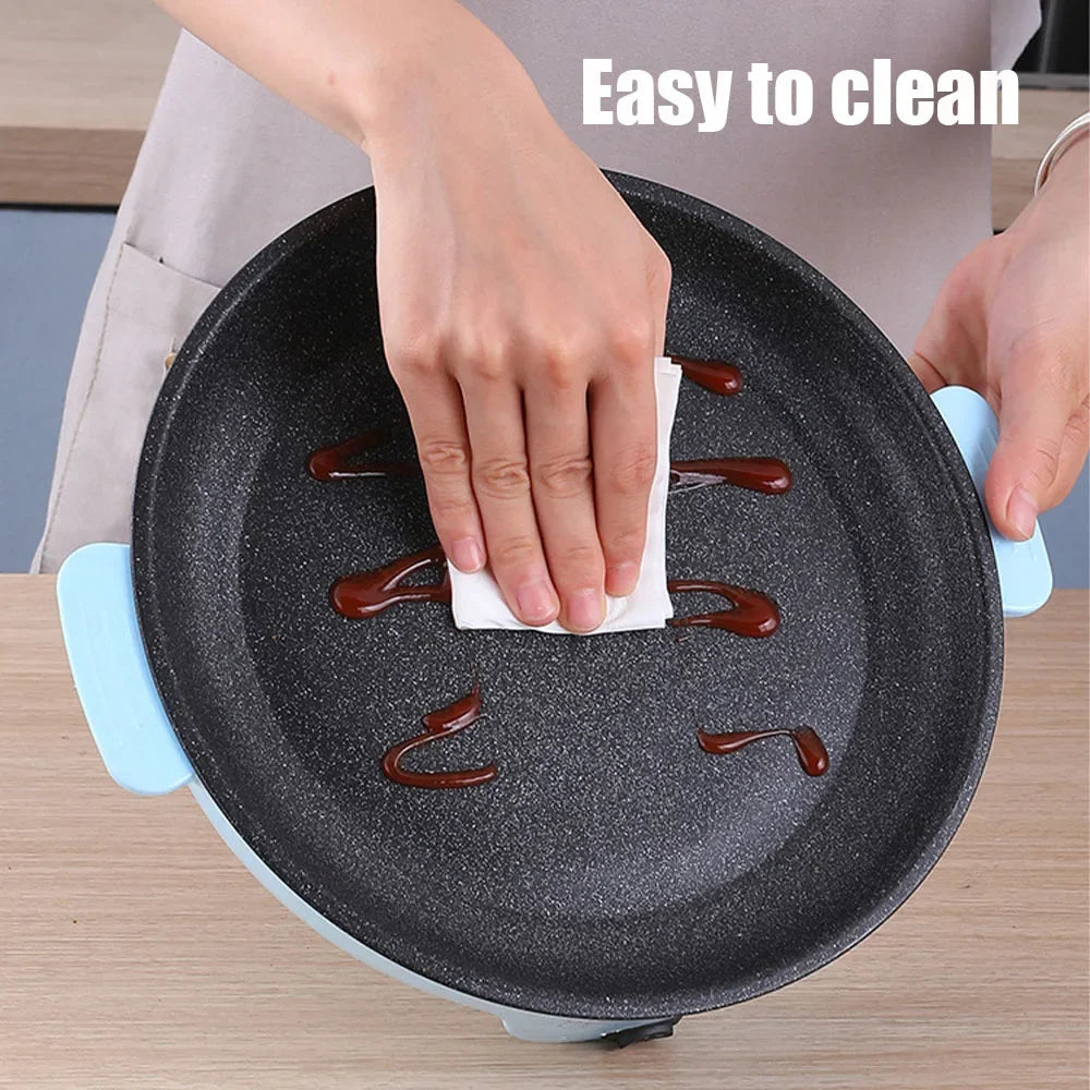 220V Multifunction Electric Frying Pan Skillet Non-Sticky Grill Fry Baking Roast Pan Cooker Steak Barbeque Cooking Kitchen Tool