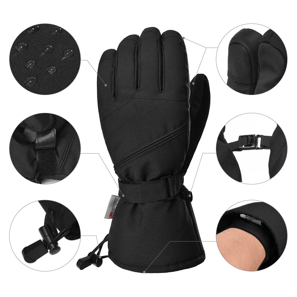 -40 Waterproof Ski Snowboard  Gloves Touchscreen Outdoor Mitten 3M Thin Insulation  Snow Gloves