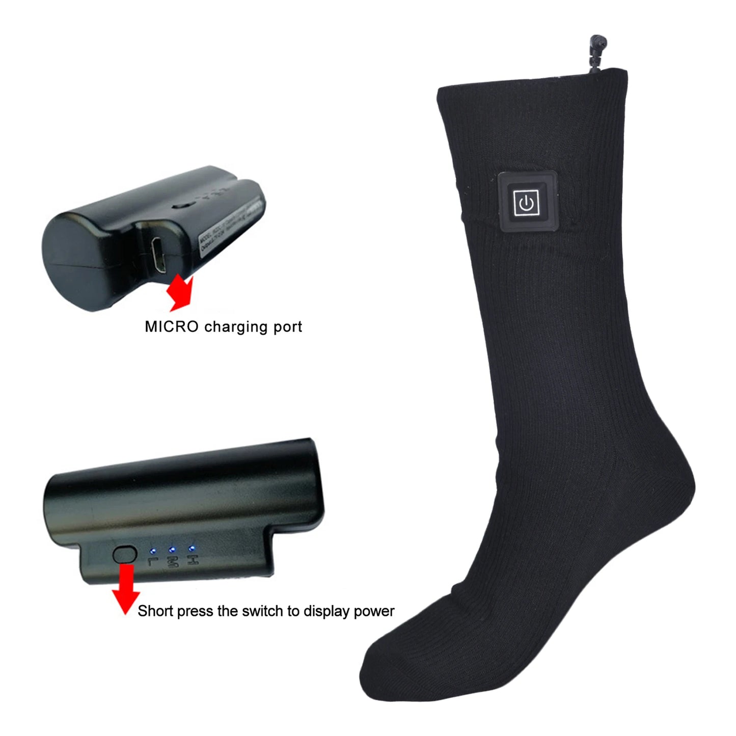 2 PCS Set Winter Skiing Snowboard Heated Socks Mountaineering Thermal Socks Men's Women's Heating Foot Warmer Electric Socks Warm Socks Cycling Heated Socks Ski Trekking Sport Clothing Accessories