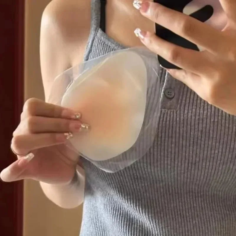 2 Pairs Set No Glue Sticky Nipple Cover Plunge Droplet Invisible Bra Ultra Thin Seamless Silicone Stickers Lifting Breast Pasties Pads Ladies Underwear Accessory Sets