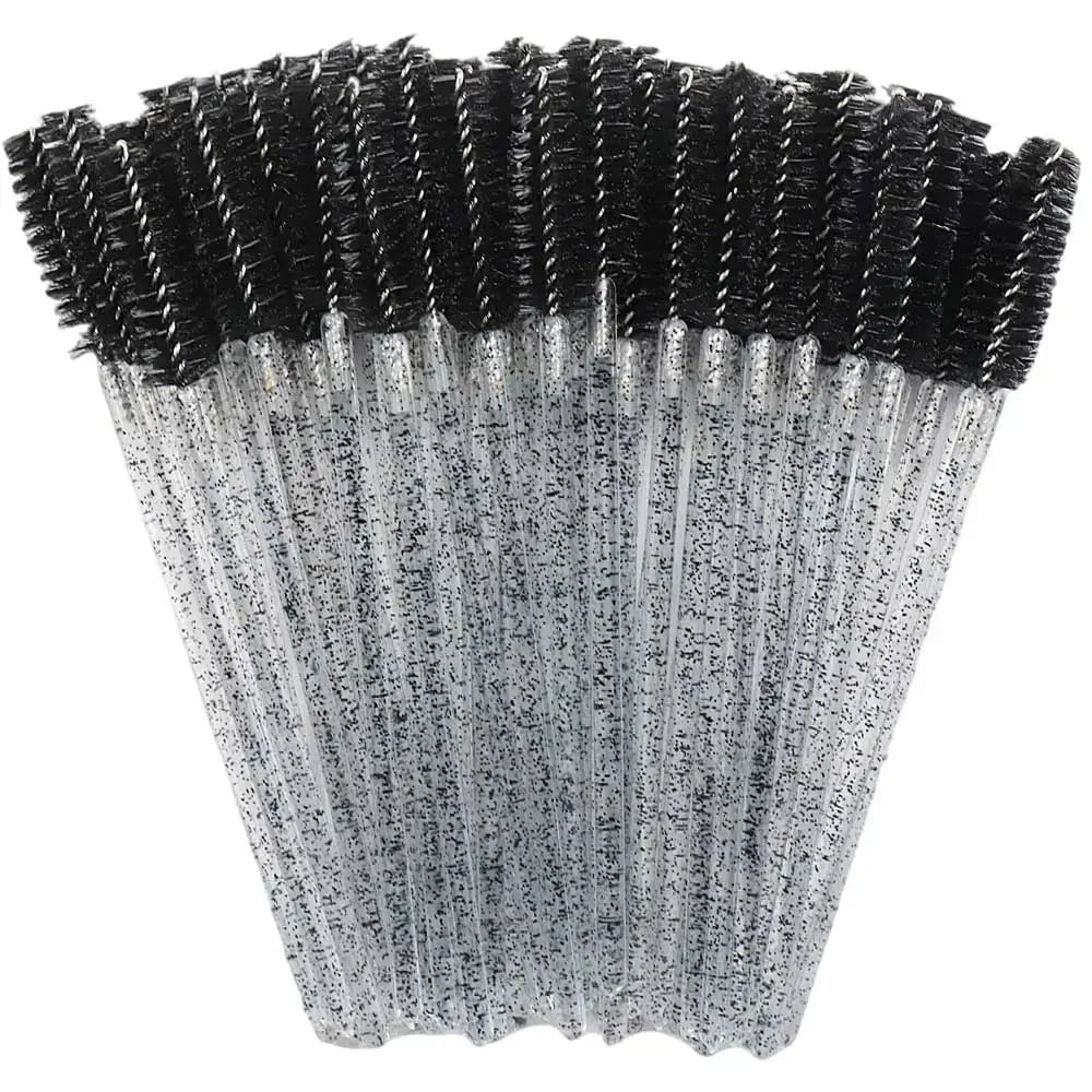 50PCS Set Black/White Color Disposable Crystal Eyelashes Brush Comb Eye Lashes Extension Mascara Wands Makeup Professional Makeup Beauty Tools