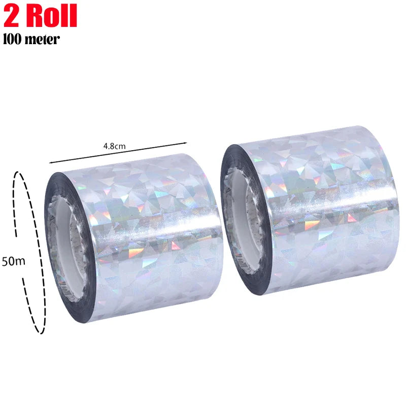 4 Rolls Set 200M Bird Repeller Tape Hawks Pigeon Flashing Reflective Repellents Anti-Bird Scare Double-Sided Ribbon Tape Garden Orchard Plants Flowers Fruits Protective Film Home Garden Tools Sets
