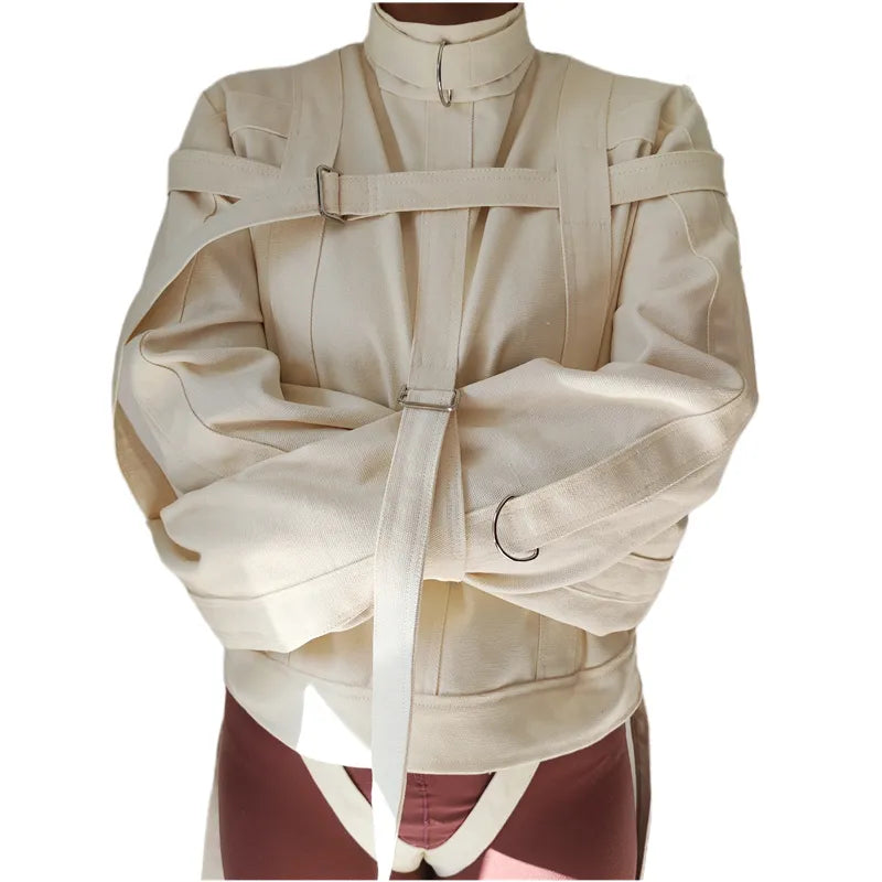 Heavy Duty Canvas Straitjacket BDSM Self Bondage Gear Body Restraints Suit Straight Jacket Device Men Woman