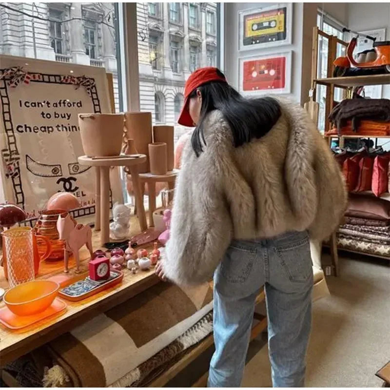 Low-Price Sales are Limited NEW Fashion Fluffy Faux Fur Evening Nightclub Coat For Women Winter Snow Outerwear Elegant Loose Long Sleeve Jacket Female Thick High Street Ladies Girls Luxury Fashion Clothing Supplies