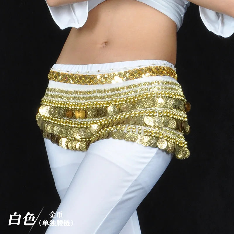 NEW Arrivals 10 Patterns Women Belly Dance Coins Belt Belly Oriental Dance Hip Scarf Costume Accessories Dancing Skirt Decoration