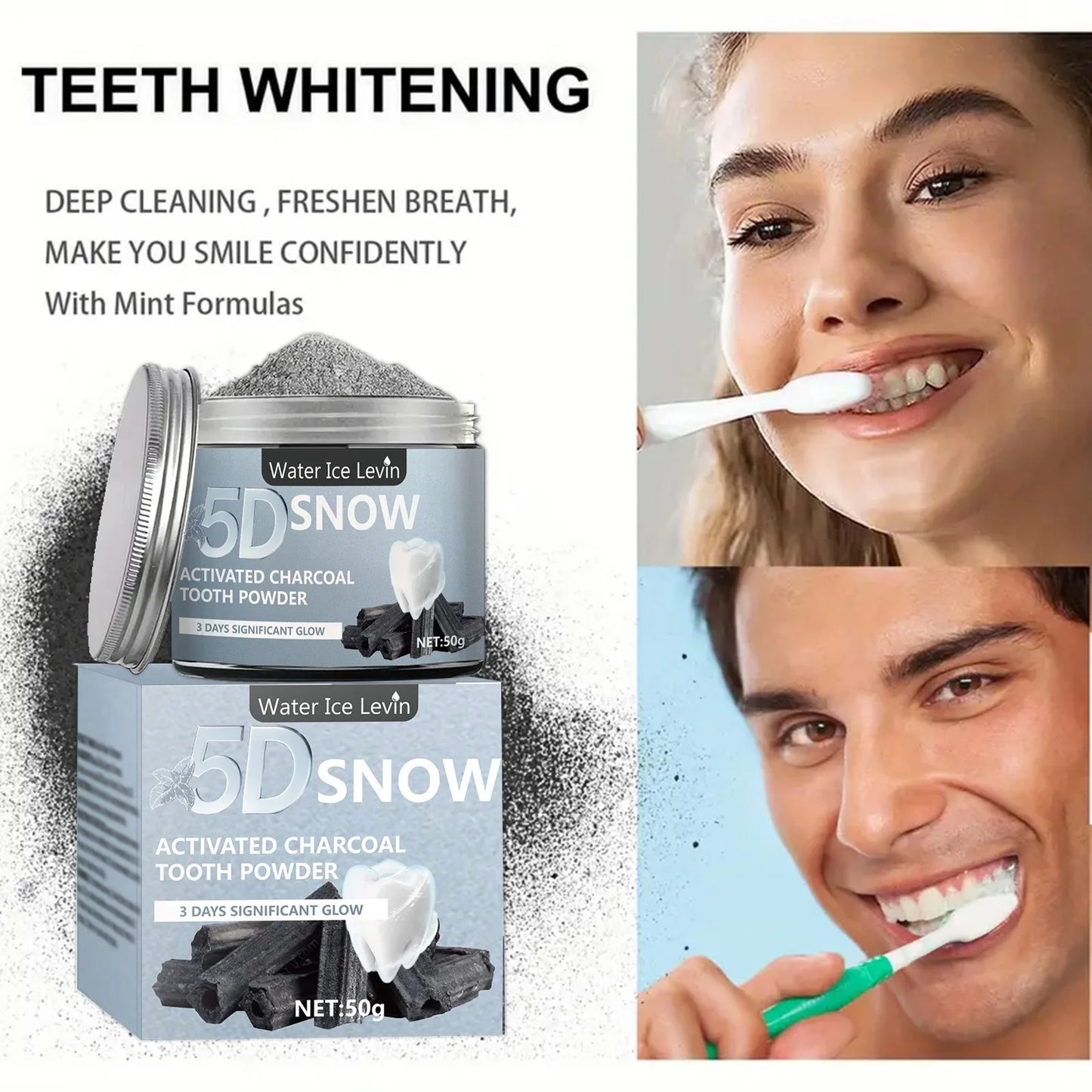 5-10 PCS Set 5D Bamboo Charcoal Tooth Whitening Powder - Natural Whitening and Deep Cleaning for Men and Women, Fresh Breath Daily Toothpaste Oral Hygiene Accessories Dental Care Supplies