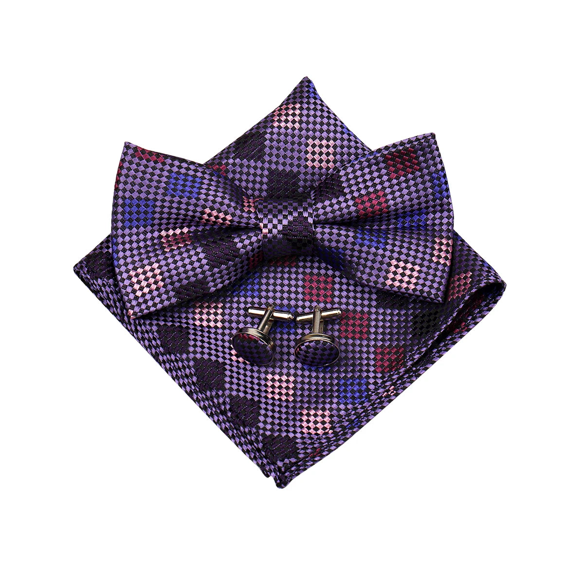 3 PCS Set 55 Colors Luxury Paisley Bowtie Suit Man Bow Tie Pocket Square Cufflinks Wedding Bowknot Accessories Butterfly Neckwear Adjustable Adult Ties