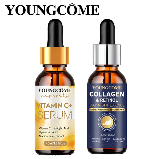 NEW 2PCS Set Korean Collagen Face Serum Wrinkle Remover Face Serum Lifting Firming Fade Fine Lines Anti-aging Essence Whitening Brighten Asiatica Skin Care ﻿Products