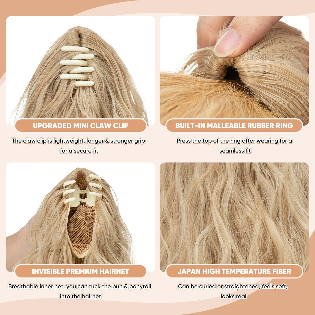 Synthetic Curly Claw Clip In Ponytail Blonde Brown Short Hairpiece 13" Fake Hair False Pigtail Hair Extensions