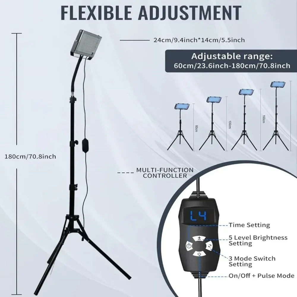 Ultraviolet Tanning Lamp 50W Tripod Solarium Lamp 460nm&480nm for Tanning Full Body 48 PCS Blue Light Lamp Wavelength Skin Care Supplies