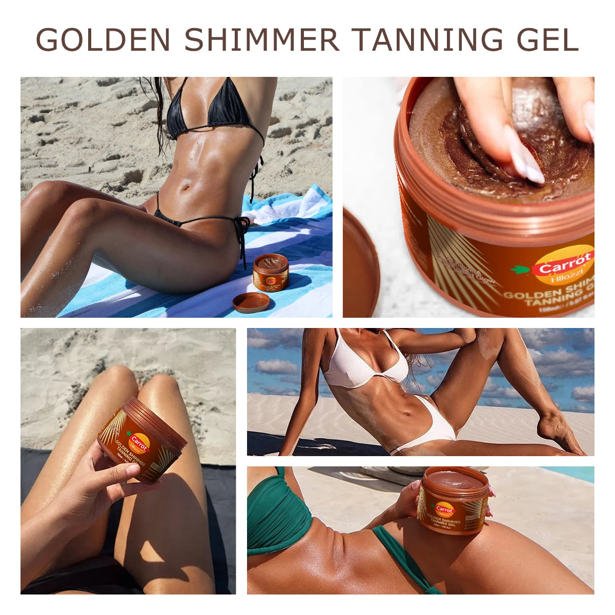 150ml-5.07fl.Oz Carrot Gold Flash Intense Tanning Gel  Accelerates tanning | Non-Greasy Waterproof Rich in Carrot Vitamin E Beach Sun Protection Women Skin Care Supplies Korean Products