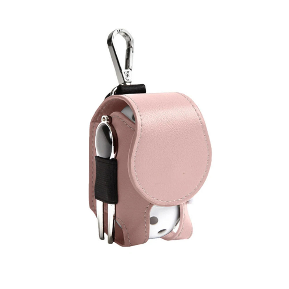 PU Leather Golf Ball Storage Bag Portable Waist Hanging Golf Ball Storage Pouch with Metal Buckle Universal Outdoor Accessories