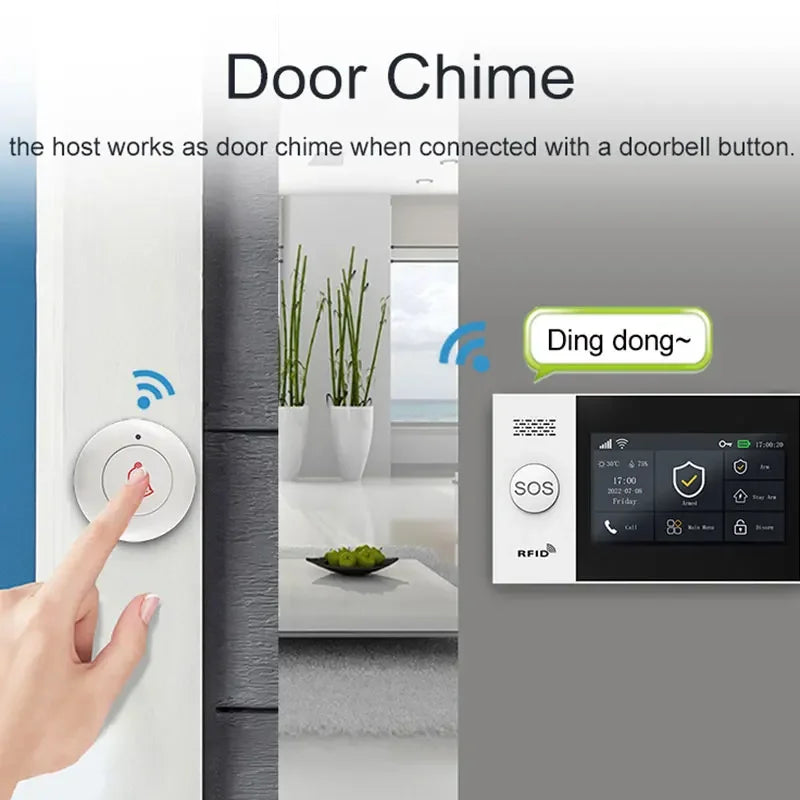Home Residential TUYA APP Control Work Smart 4G WI-FI Alexa Google Voice Support Alarm Anti-Theft System for Home Indoor Outdoor Siren Wireless Security Alarm House Villa Smart Life Security Products