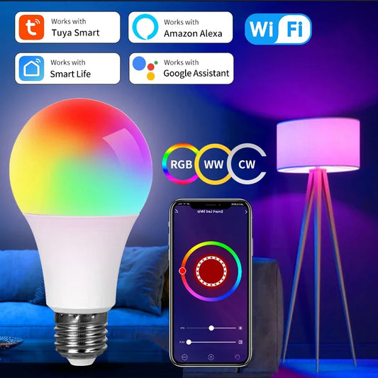 NEW Arrivals Alexa Google Home TUYA Smart Wi-Fi LED Light Bulbs 220V 10W 15W 20W E27 Alexa LED Lamp RGB Smart Life APP Google Assistant Voice Control