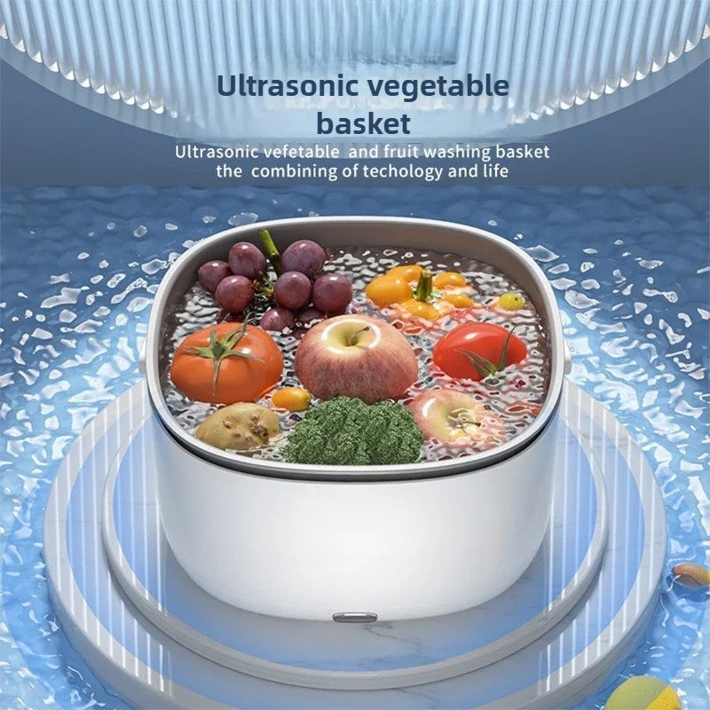 Ultrasonic Vegetable Washing Disinfection Sterilizing Machine Household Food Remove Pesticide Residues Washer Kitchen Fruit Dirt Cleaning Purifier Basket Korean Household Appliances