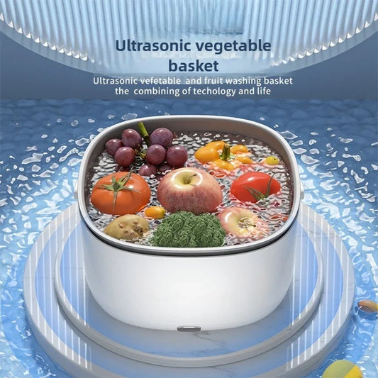 Ultrasonic Vegetable Washing Disinfection Sterilizing Machine Household Food Remove Pesticide Residues Washer Kitchen Fruit Dirt Cleaning Purifier Basket Korean Household Appliances