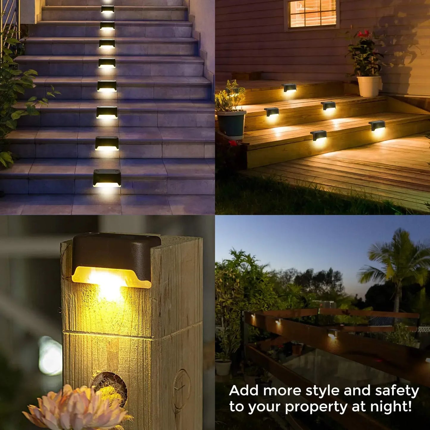 8-16-~24PCs LED Solar Step Lamp Path Stair Outdoor Garden Lights Waterproof Balcony Light Decoration for Patio Stair Fence Light