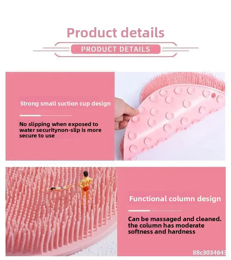 NEW Arrivals 5 Colors Lazy Person Back Scrubbing Bath Brush Silicone Massage Foot Cleaning Wall Mounted Back Rubbing Brush Bathroom Accessories